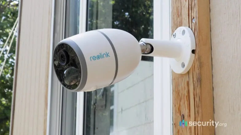 Security camera with memory card beside a local video recorder