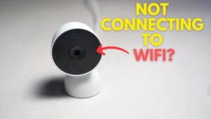 Wireless security camera mounted on a house wall near a router